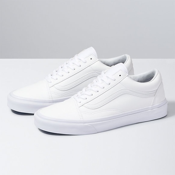 Vans Shoes - White Leather Vans Old School Sneakers